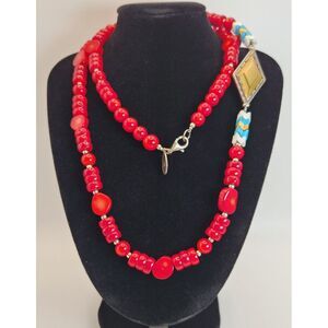 Silpada UNDER THE SUN Necklace Retired 925 Sterling Silver Brass Coral & Howlite